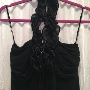 Black ruffled halter dress